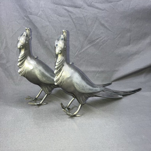2 -‎ Vintage Pheasant/Peacock / WB MFG 2256 USA / Large Metal Figurines / Flaws - Picture 1 of 16